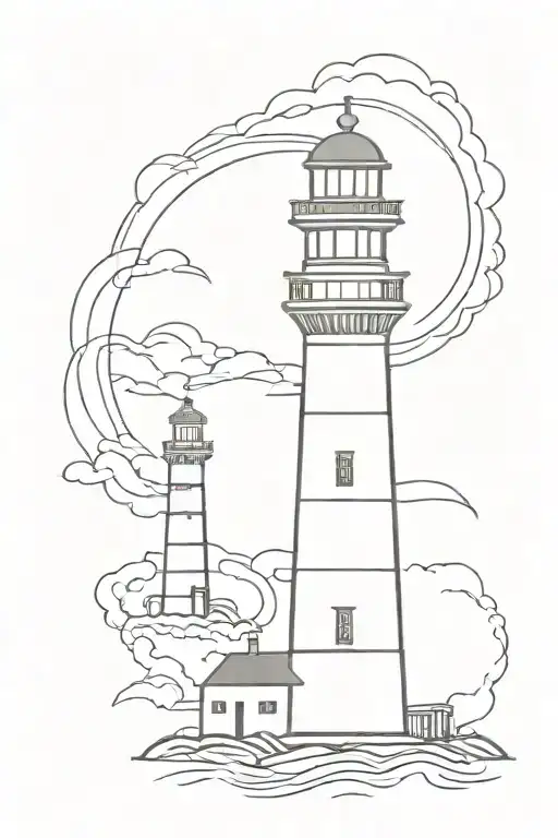 simple lighthouse guiding tattoo design idea