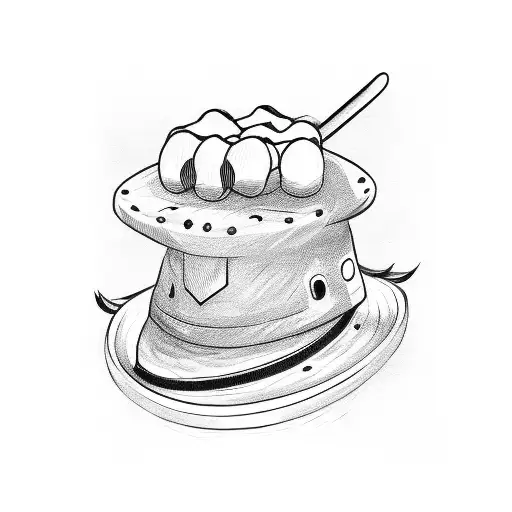 Chef hat crossed in x shape with 2 katanas tattoo design idea