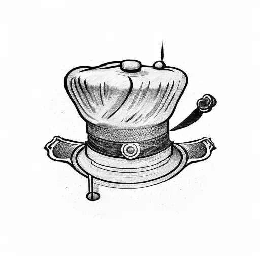 Chef hat crossed in x shape with katanas tattoo design idea