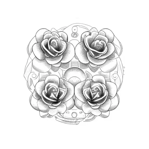 Dumbbell weights intertwined with delicate flowers tattoo design idea