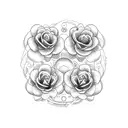 Dumbbell weights intertwined with delicate flowers tattoo design idea