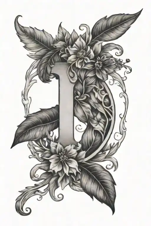 Laurel with the letter B in the middle of the wreath tattoo design idea