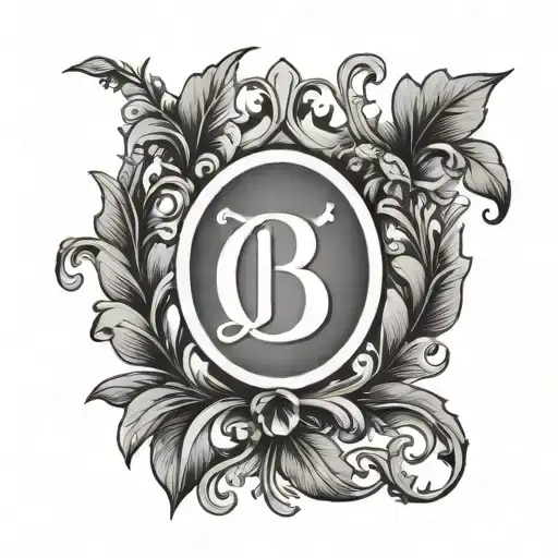 triumphal laurel wreath with the letter B in the middle tattoo design idea