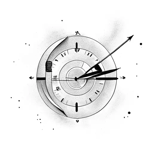 Sagittarius  shooting an arrow toward an analog clock  tattoo design idea