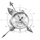 Sagittarius  shooting an arrow toward an analog clock  tattoo design idea