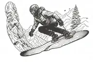 Snowboarder riding mountain inside a joint  tattoo design idea