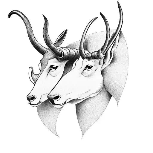 symbolic two capricorns like father and son tattoo design idea