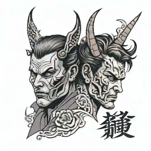 twoface in one face  jackyl and hyde inspired tattoo with lithuanian flac colours tattoo design idea