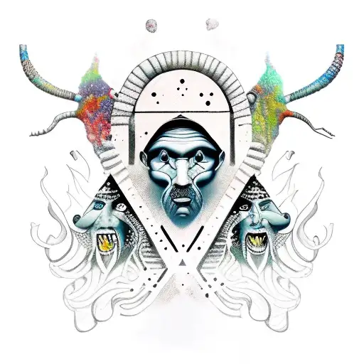 cave painting shaman tattoo design idea