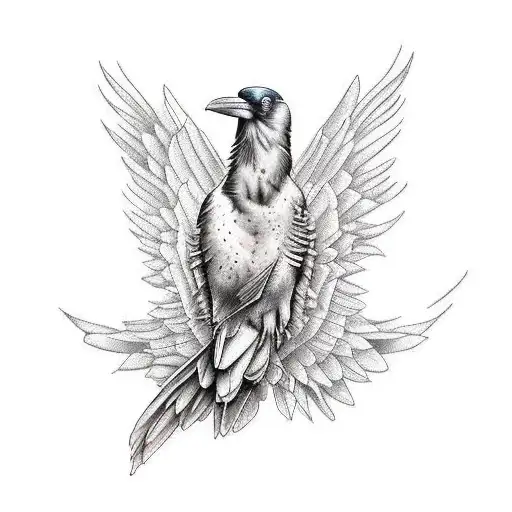 raven playing the saxophone tattoo design idea