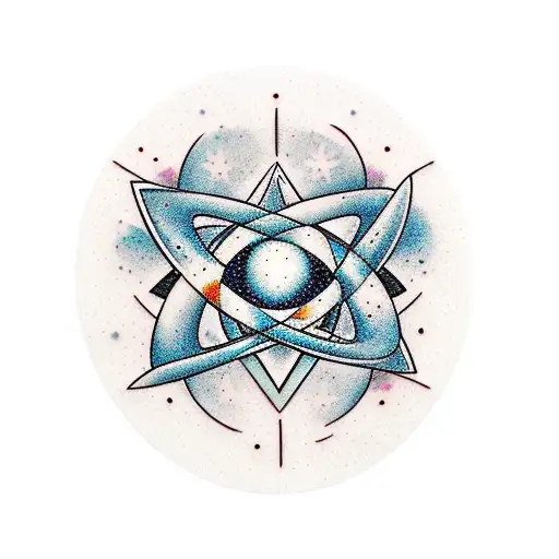 galaxy within an atom tattoo design idea