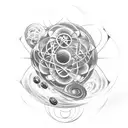 universe within an atom tattoo design idea
