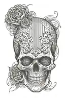 Skull, lines, Belarus, splashes, shadow  tattoo design idea