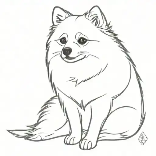 Pomerian dog sitting tattoo design idea