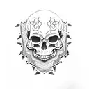 crow and snake on skull tattoo design idea