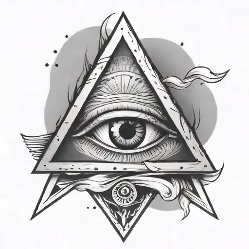 hand holding a triangle with an eye inside tattoo design idea