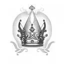a key wearing a queens crown tattoo design idea