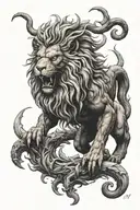 fiery manticore tattoo design idea