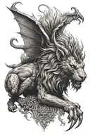 fiery manticore tattoo design idea