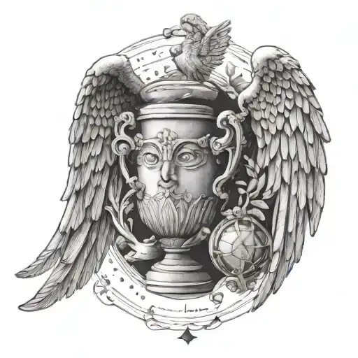 A unique tattoo design combining a trophy and angel wings, representing your role as a father who is a champion for his family tattoo design idea