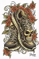 skull and running shoe tattoo design idea