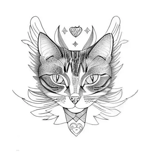 A cat with wings on its back tattoo design idea