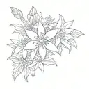 music notes combined with a white edelweiss flower behind them. small, no bigger than 3 inches minimalistic piece  tattoo design idea