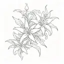 music notes combined with a white edelweiss flower behind them. small, no bigger than 3 inches minimalistic piece  tattoo design idea