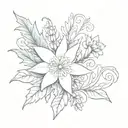 music notes as sheet music with a white edelweiss flower behind them tattoo design idea