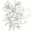 music notes as sheet music with a white edelweiss flower behind them tattoo design idea