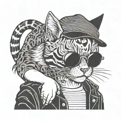 cat boy gangster tattoo design idea