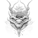 text " How?! " with number 8, or something about andrew tate tattoo design idea