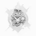 text " How?! " with number 8, or something about andrew tate tattoo design idea