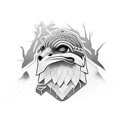 roots hound prisoner hawk tattoo design idea