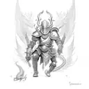 knight  using sheld to dodge a dragon spitting life's stress and fire  tattoo design idea