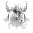 knight  using sheld to dodge a dragon spitting life's stress and fire  tattoo design idea