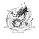 Dragon using sheld to dodge a dragon spitting life's stress and fire  tattoo design idea