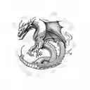 Dragon using sheld to dodge a dragon spitting life's stress and fire  tattoo design idea