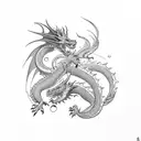 Dragon using sheld to dodge a dragon spitting life's stress and fire  tattoo design idea