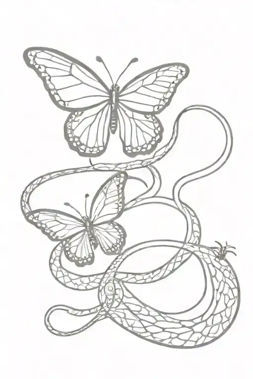 snake and butterfly tattoo design idea