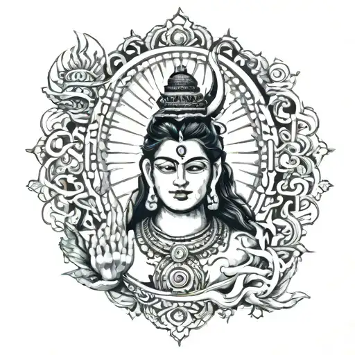 Shiva and Kedarnath temple tattoo design idea