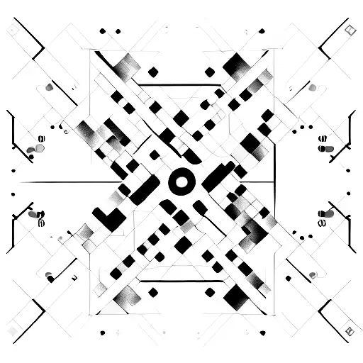 A collage of binary code and machine learning symbols forming a unique pattern tattoo design idea