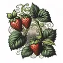 Surreal looking strawberry fields lsd acid trip tattoo design idea