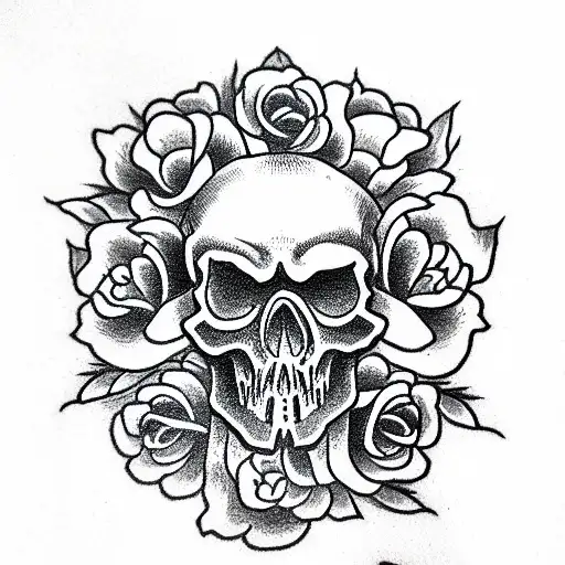 Skull and Roses tattoo design idea