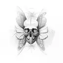 Butterfly in which its wings are a face skull. And the bottom of the butterfly is melting. tattoo design idea