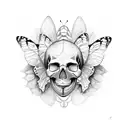 Butterfly in which its wings are a face skull. And the bottom of the butterfly is melting. tattoo design idea