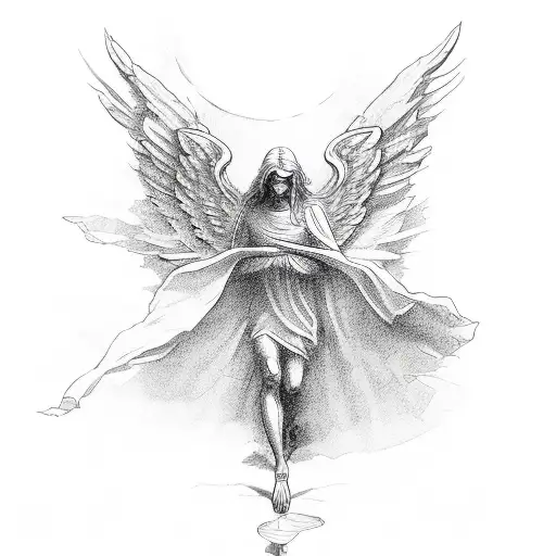 biblical angel tattoo design idea