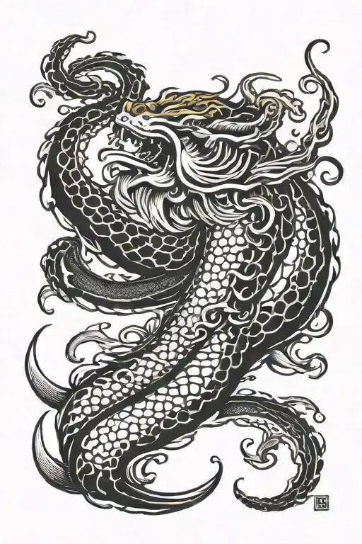 wave fish tiger octopus tentacles tattoo design idea