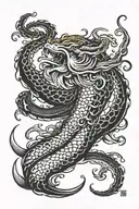 wave fish tiger octopus tentacles tattoo design idea