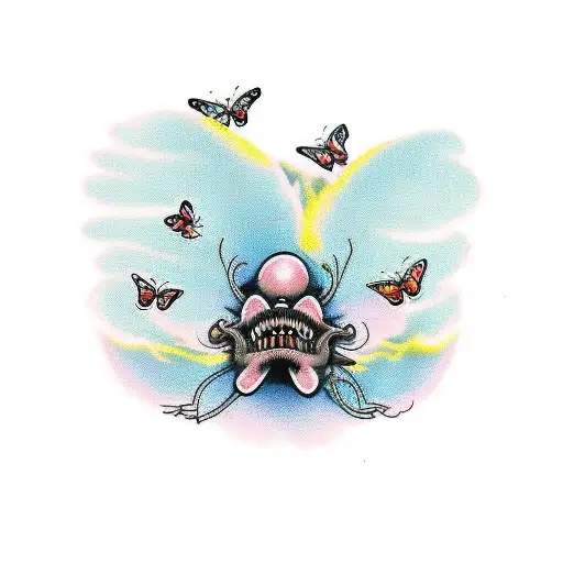 one day the only butterflies left will be in you chest as you march towards your death breathing your last breath  tattoo design idea